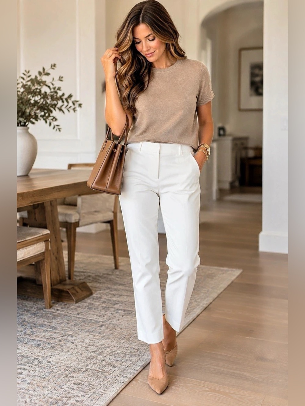 White House Black Market The Slim Ankle White Straight Leg Pants Size 10